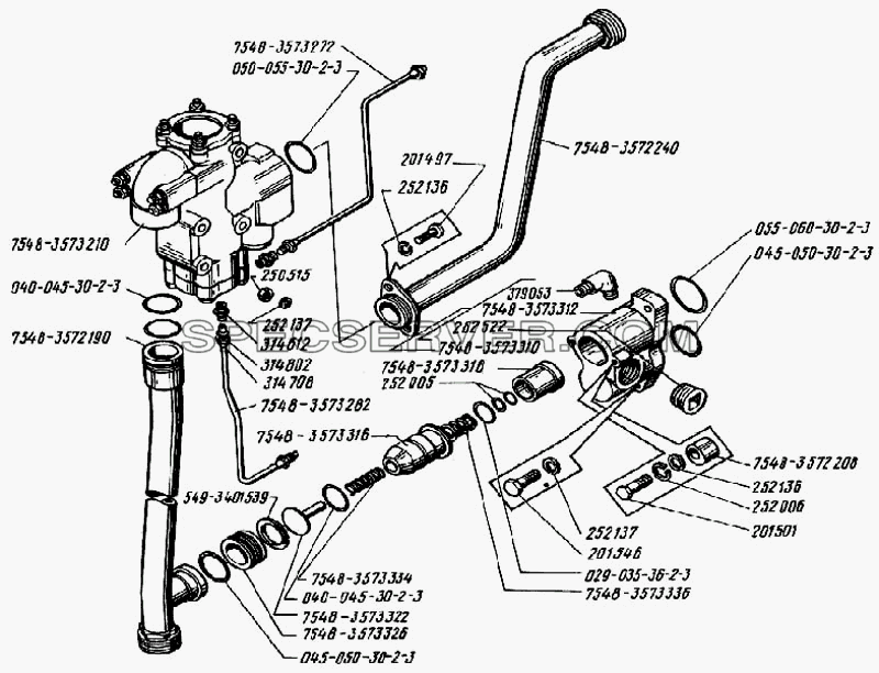 Подпорный клапан и трубопроводы гидравлического тормоза для БелАЗ-7540 (список запасных частей)