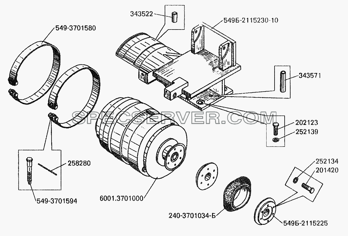 Синхронный генератор и его установка для БелАЗ-7549 (список запасных частей)