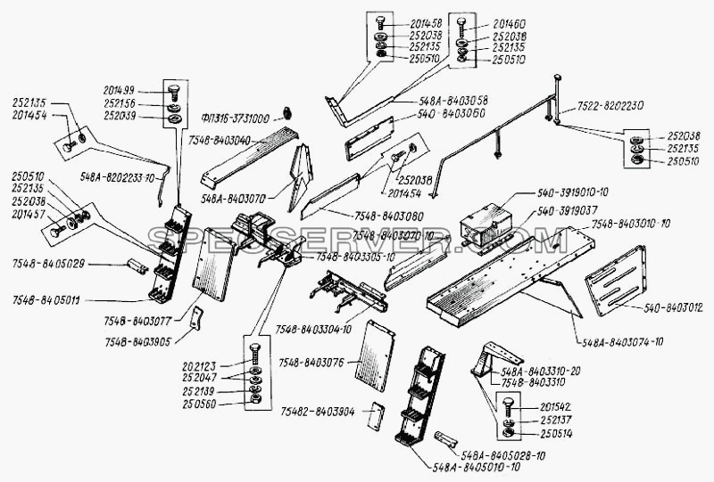 Крылья и подножки для БелАЗ-75231 (список запасных частей)