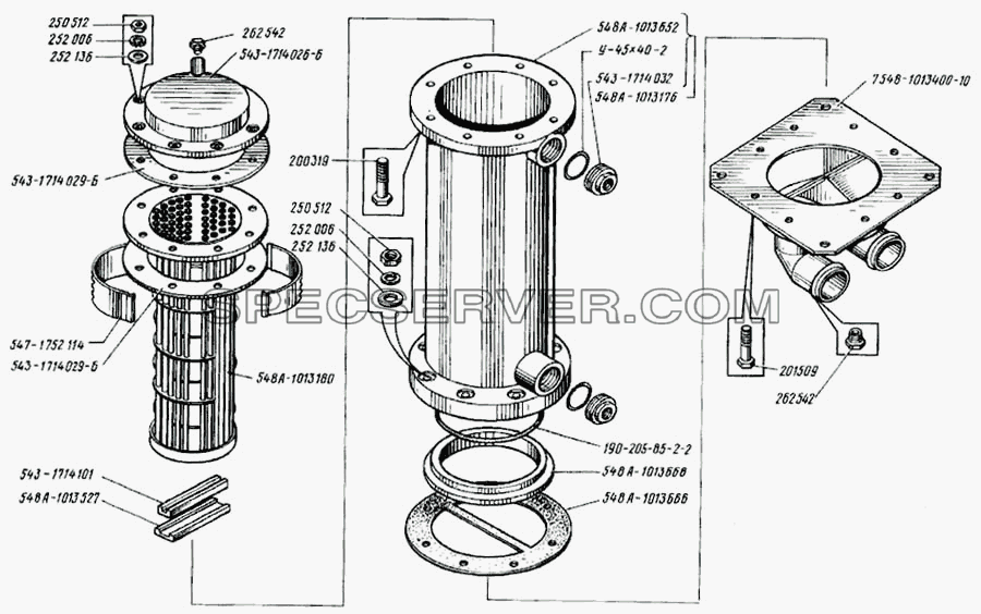 Водомасляный теплообменник для БелАЗ-7523 (список запасных частей)