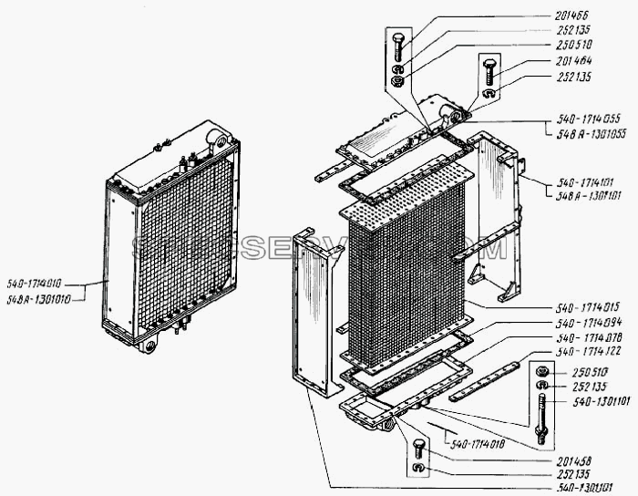Радиатор охлаждения масла гидромеханической передачи для БелАЗ-7523 (список запасных частей)