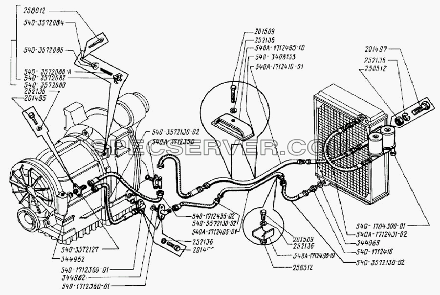 Трубопроводы и шланги гидромеханической передачи для БелАЗ-7522 (список запасных частей)