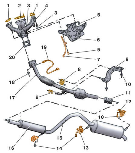 6.2 Снятие и установка приемной трубы глушителя (бензиновые двигатели) Skoda Fabia 2000-2007 года